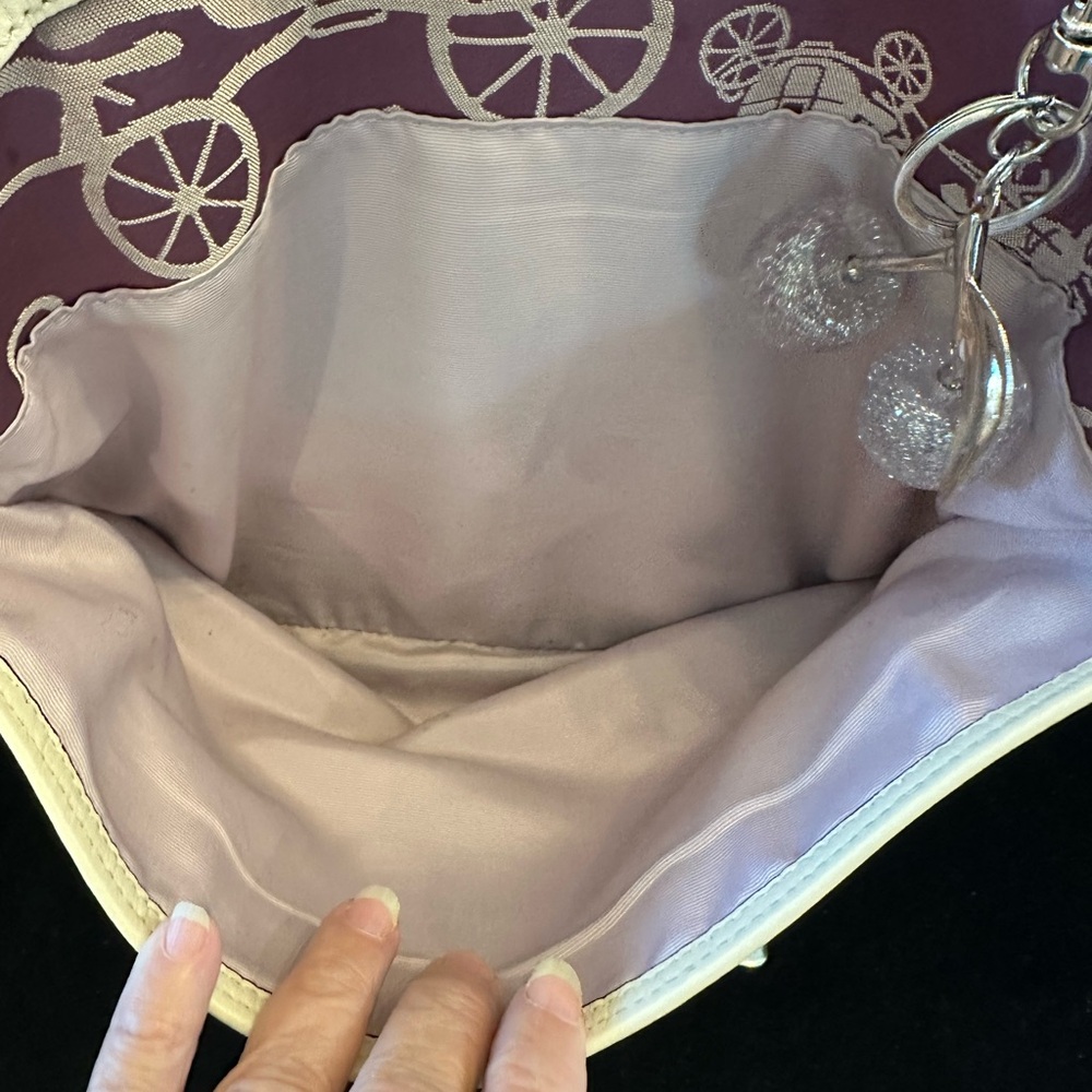 Coach 2009 Purple Signature Carriage Print Tote with Metallic Cream Trim - Picture 9 of 9